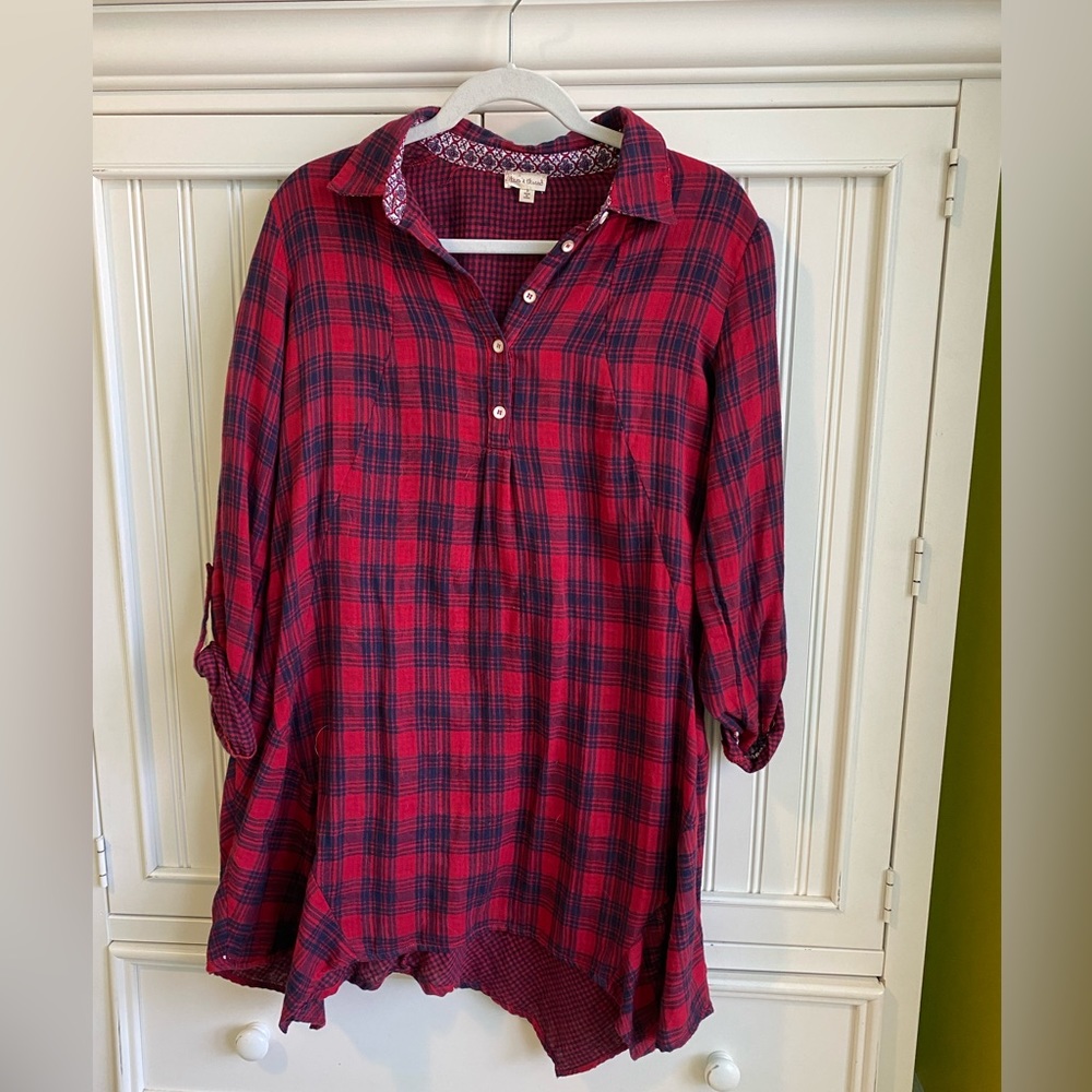Festive plaid flannel dress.